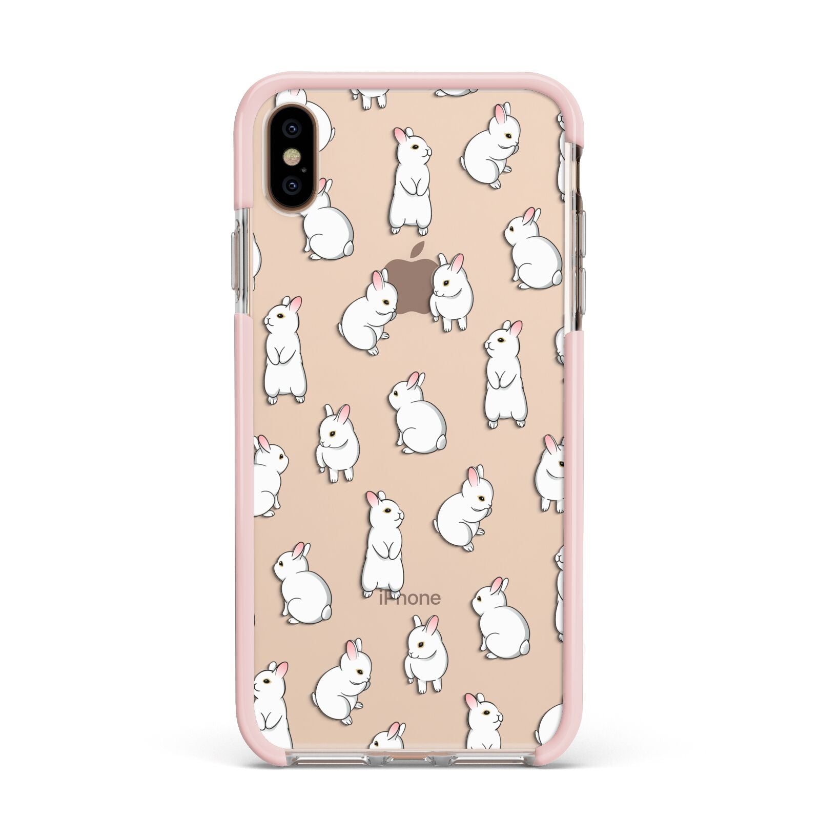 Bunny Rabbit Apple iPhone Xs Max Impact Case Pink Edge on Gold Phone