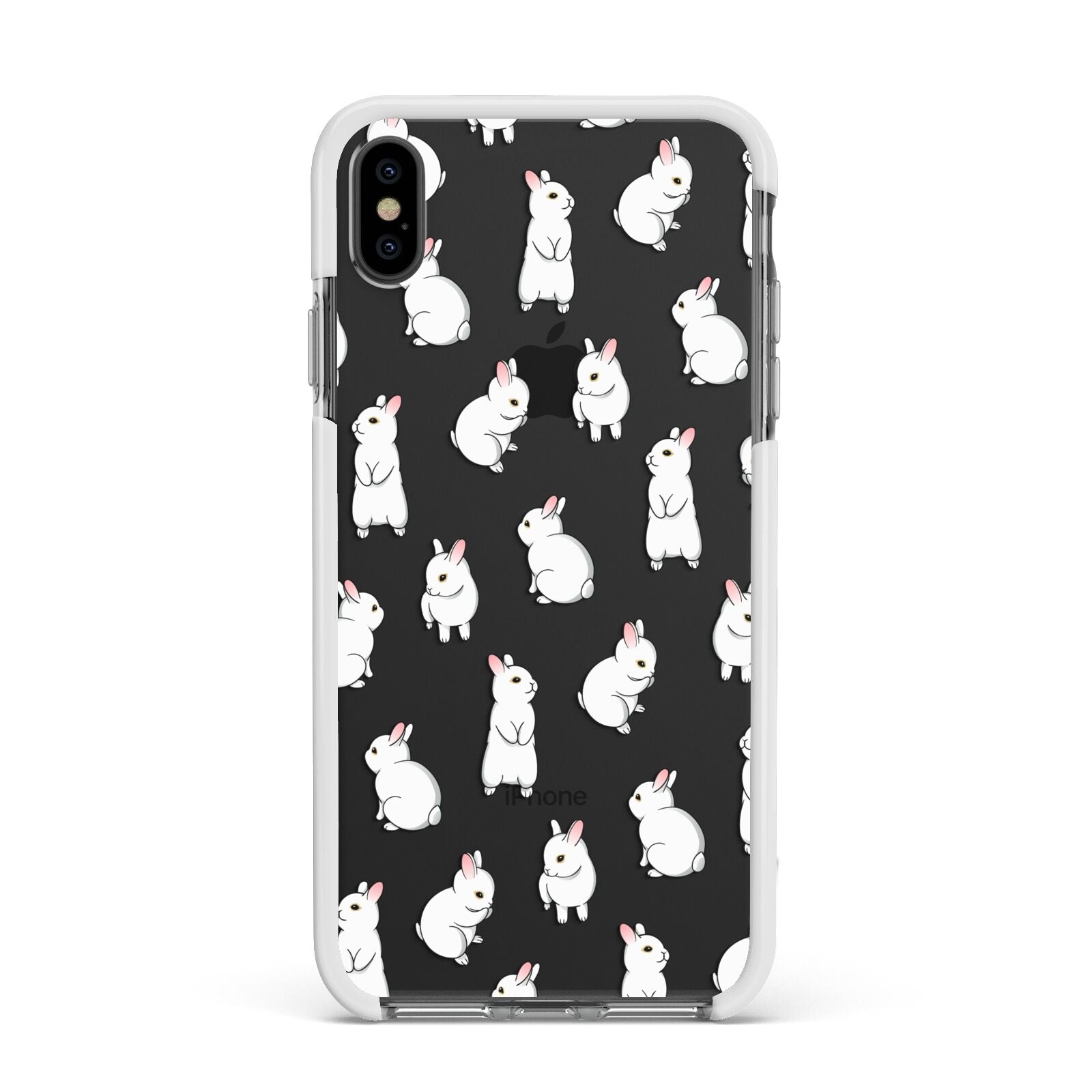Bunny Rabbit Apple iPhone Xs Max Impact Case White Edge on Black Phone