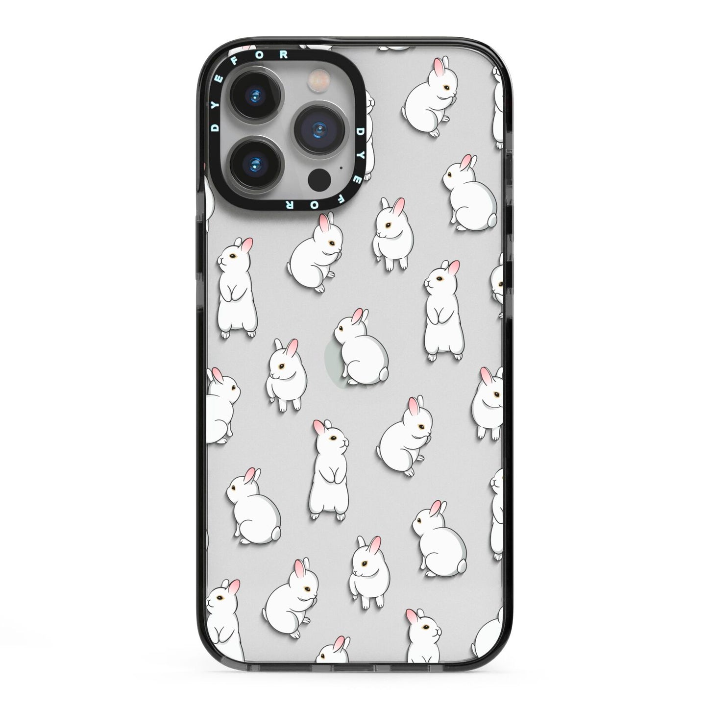 Bunny Rabbit iPhone 13 Pro Max Black Impact Case on Silver phone