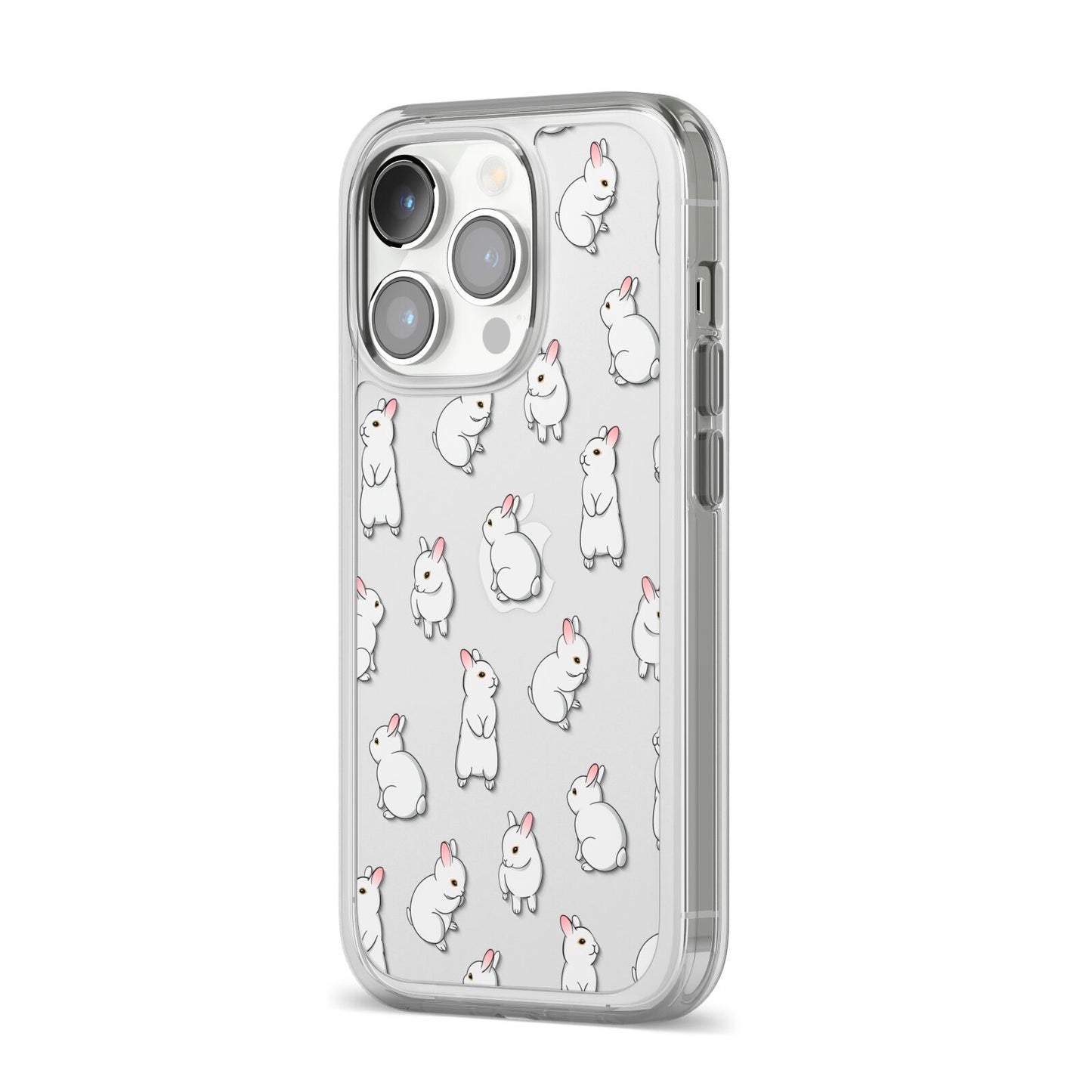 Bunny Rabbit iPhone 14 Pro Clear Tough Case Silver Angled Image