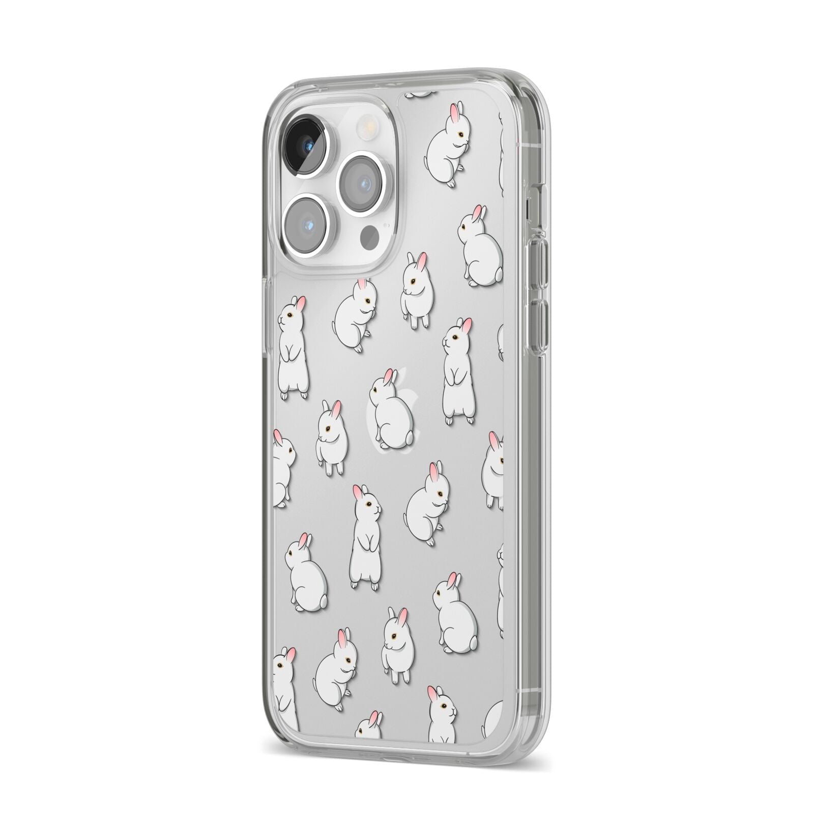 Bunny Rabbit iPhone 14 Pro Max Clear Tough Case Silver Angled Image