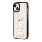 Bunny iPhone 14 Black Impact Case Side Angle on Silver phone