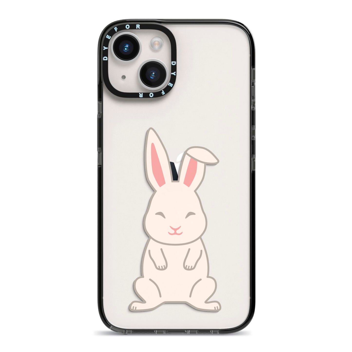 Bunny iPhone 14 Black Impact Case on Silver phone