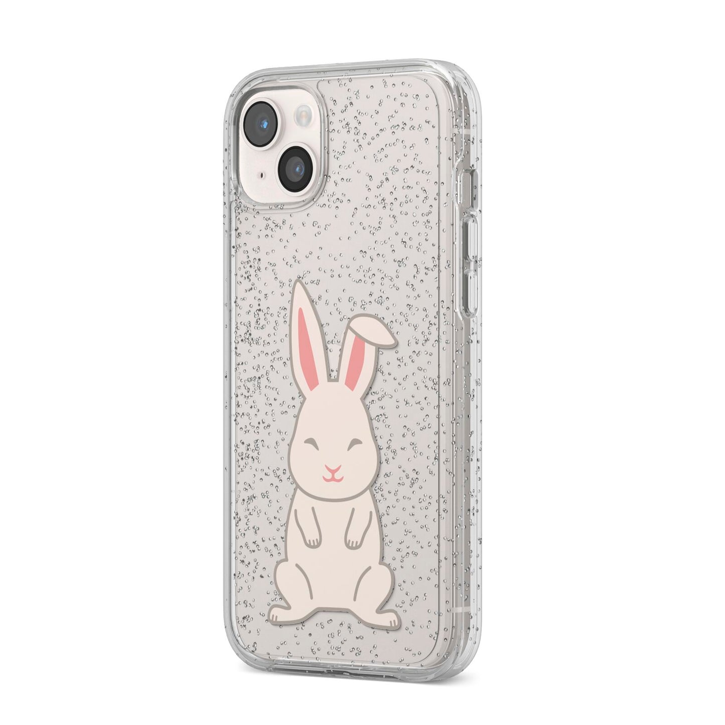 Bunny iPhone 14 Plus Glitter Tough Case Starlight Angled Image