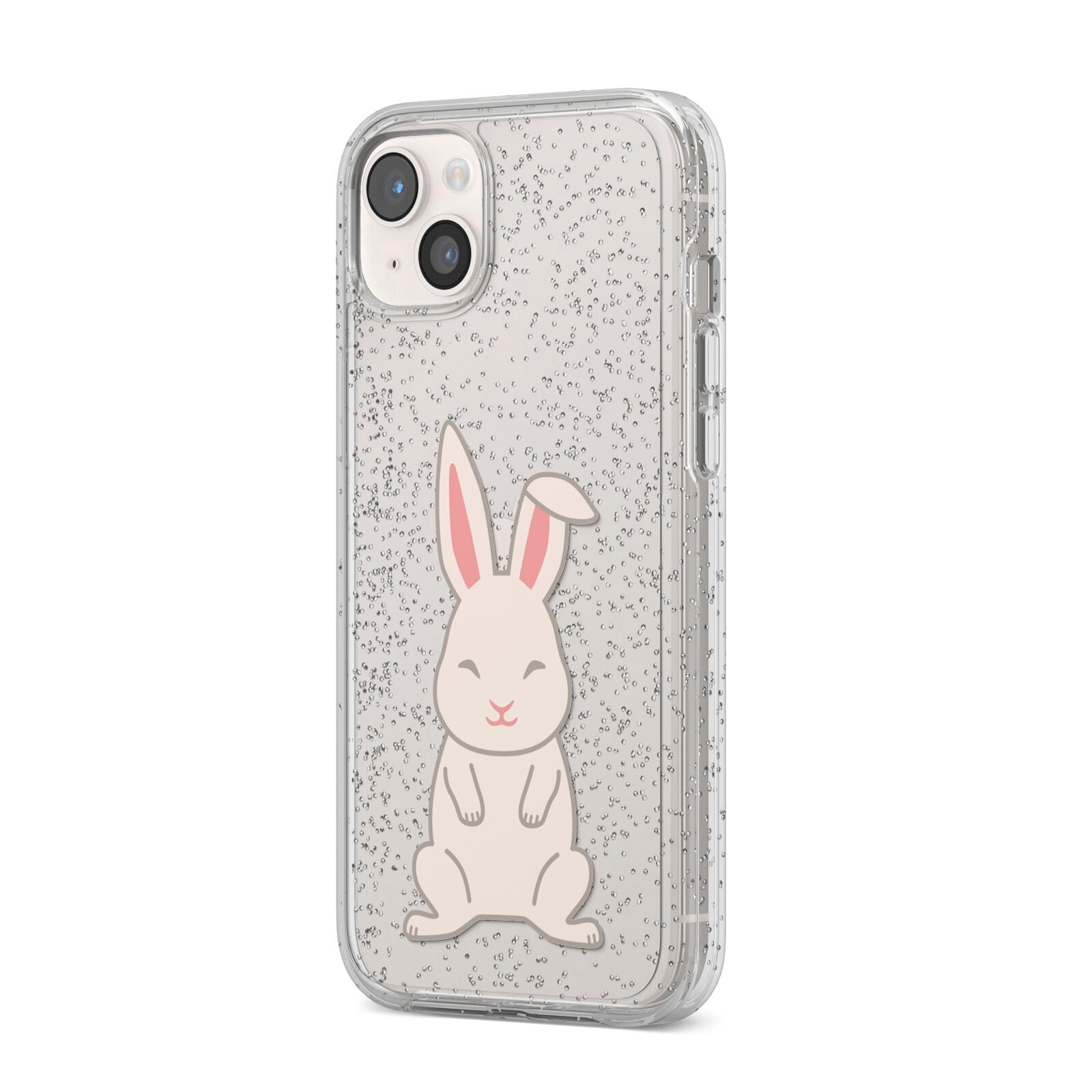 Bunny iPhone 14 Plus Glitter Tough Case Starlight Angled Image