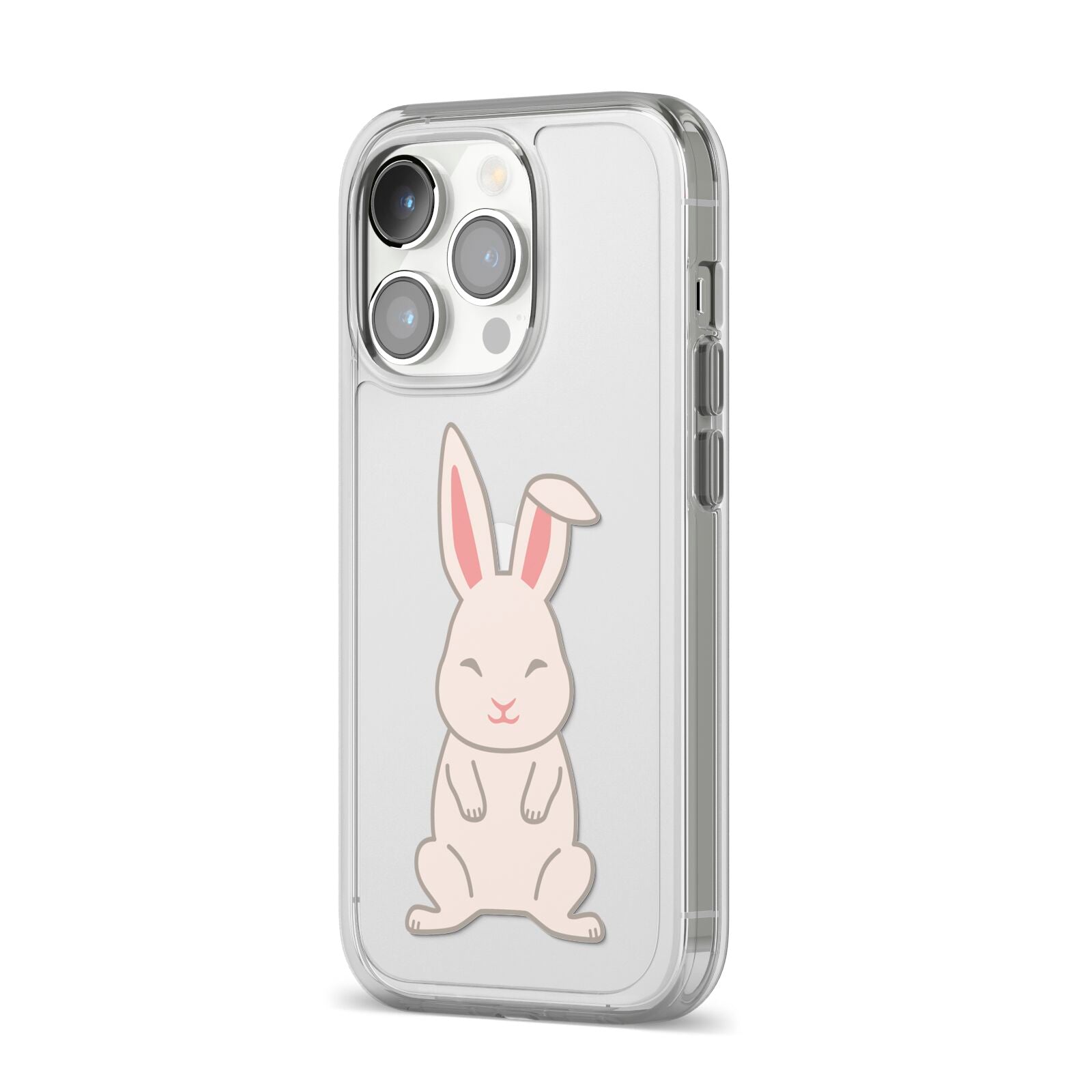 Bunny iPhone 14 Pro Clear Tough Case Silver Angled Image