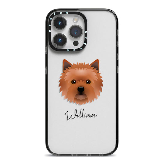 Cairn Terrier Personalised iPhone 14 Pro Max Black Impact Case on Silver phone