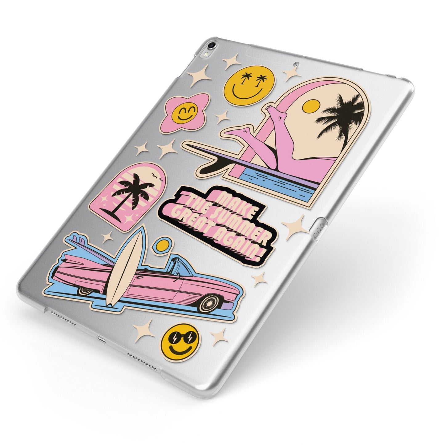 California Girl Sticker Apple iPad Case on Silver iPad Side View