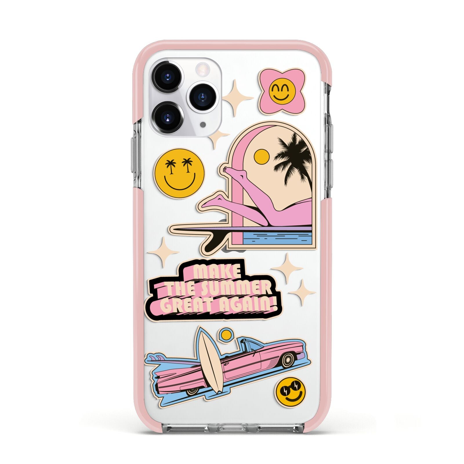 California Girl Sticker Apple iPhone 11 Pro in Silver with Pink Impact Case