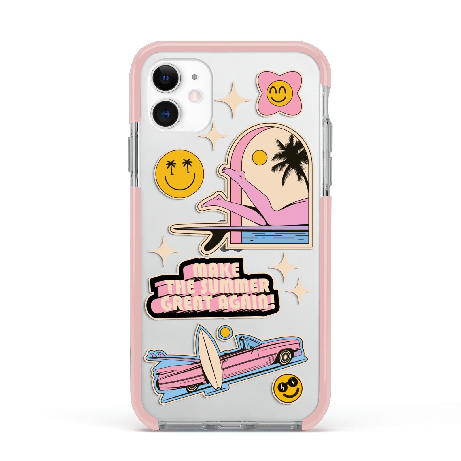 California Girl Sticker Apple iPhone 11 in White with Pink Impact Case