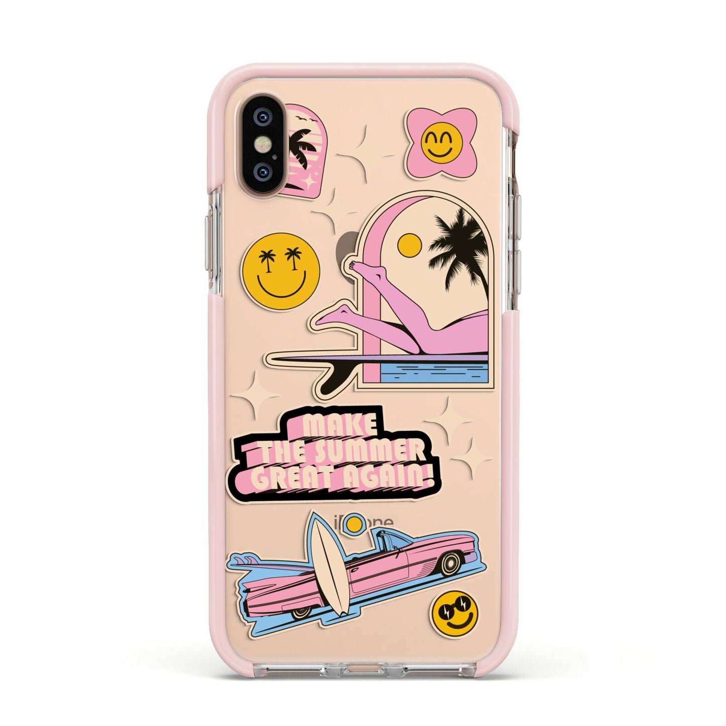 California Girl Sticker Apple iPhone Xs Impact Case Pink Edge on Gold Phone