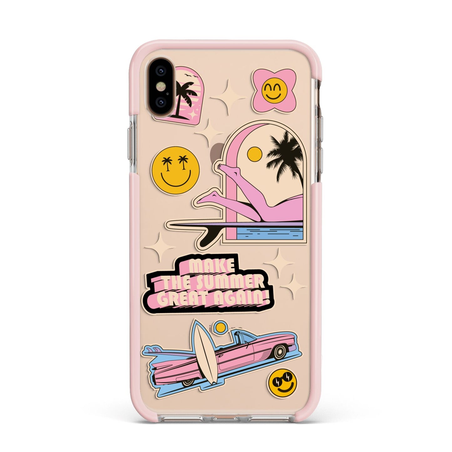 California Girl Sticker Apple iPhone Xs Max Impact Case Pink Edge on Gold Phone