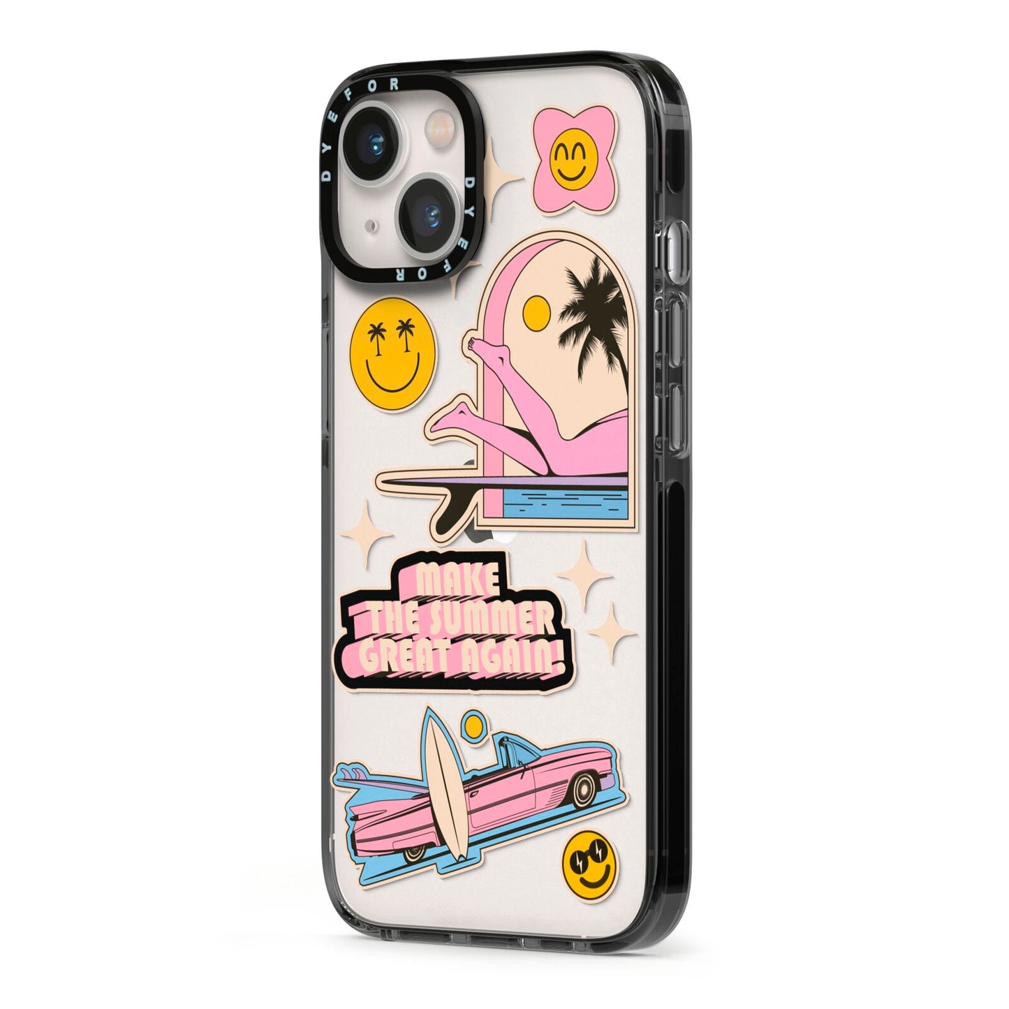 California Girl Sticker iPhone 13 Black Impact Case Side Angle on Silver phone