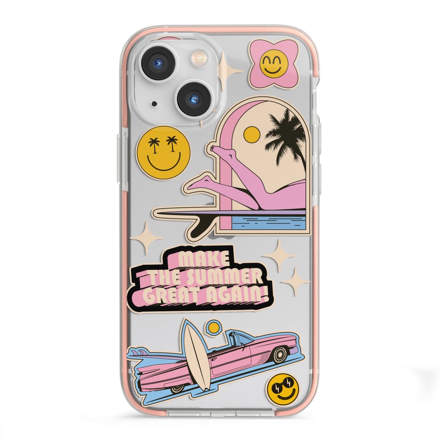 California Girl Sticker iPhone 13 Mini TPU Impact Case with Pink Edges
