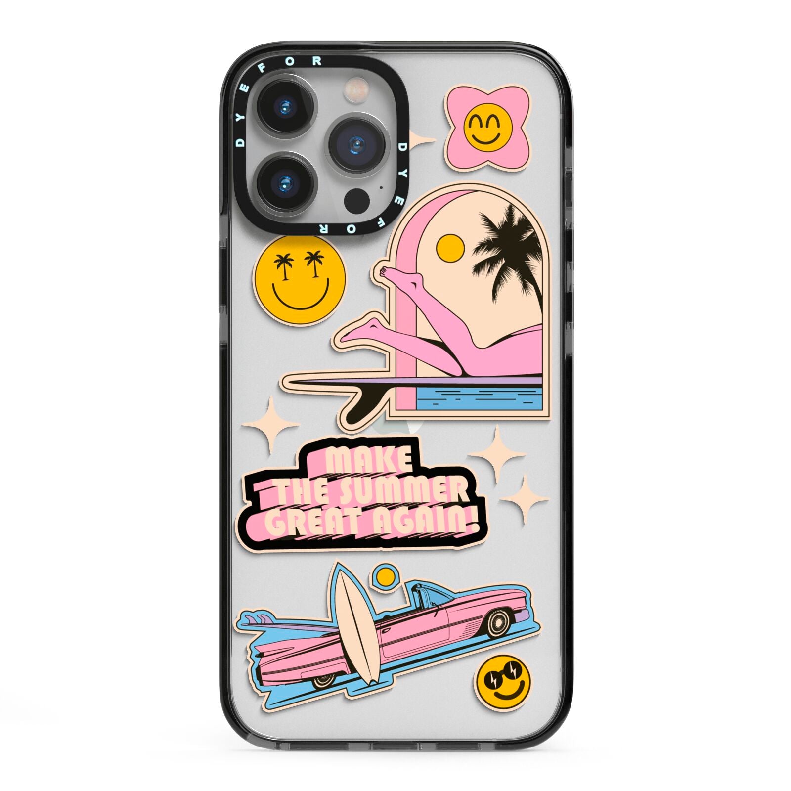 California Girl Sticker iPhone 13 Pro Max Black Impact Case on Silver phone