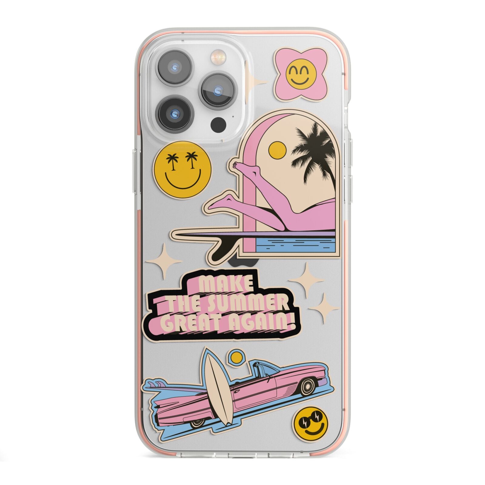 California Girl Sticker iPhone 13 Pro Max TPU Impact Case with Pink Edges