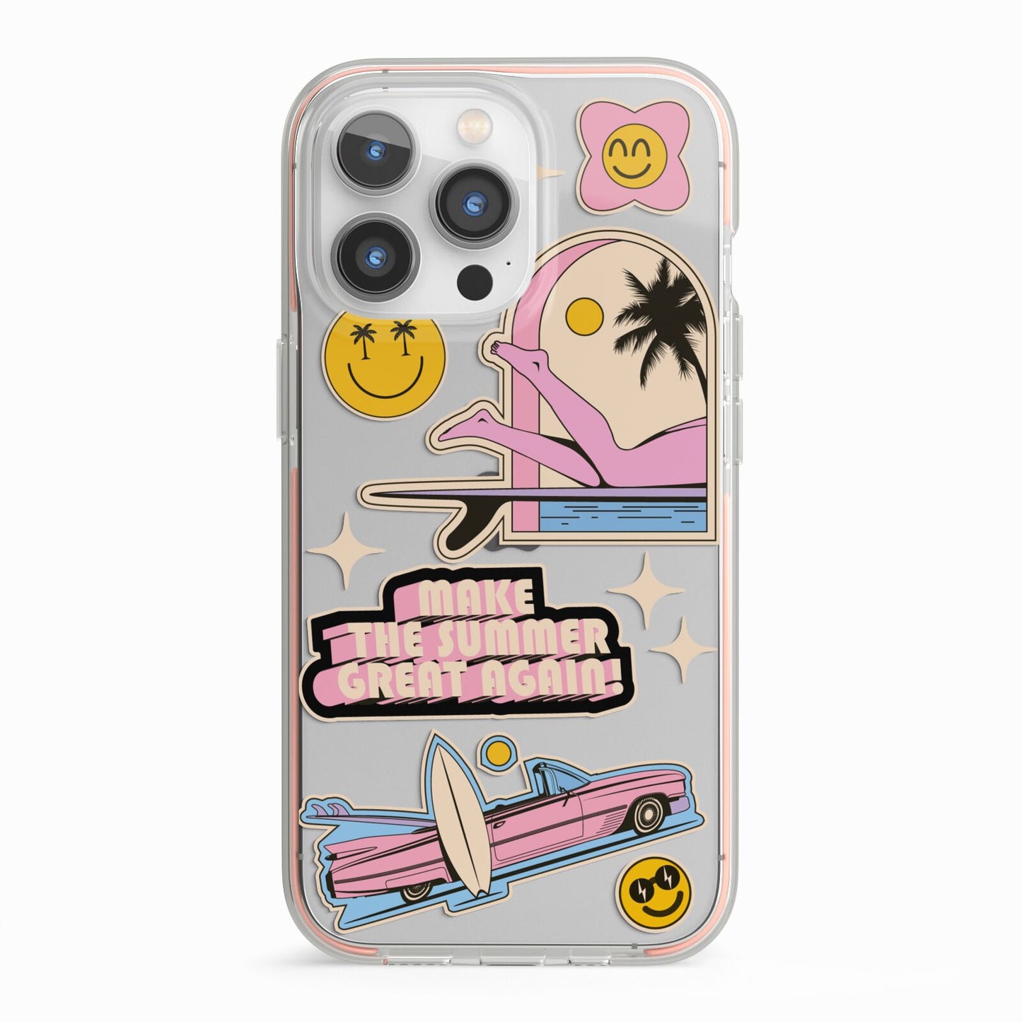 California Girl Sticker iPhone 13 Pro TPU Impact Case with Pink Edges