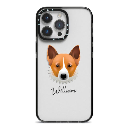 Canaan Dog Personalised iPhone 14 Pro Max Black Impact Case on Silver phone
