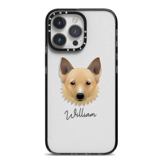 Canadian Eskimo Dog Personalised iPhone 14 Pro Max Black Impact Case on Silver phone