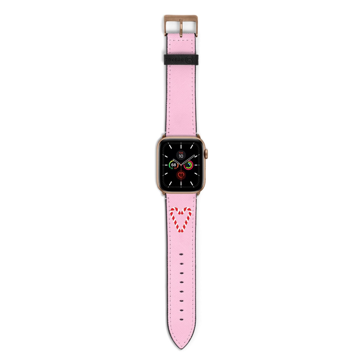 Candy Cane Heart Apple Watch Strap with Gold Hardware
