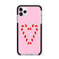 Candy Cane Heart Apple iPhone 11 Pro Max in Silver with Black Impact Case