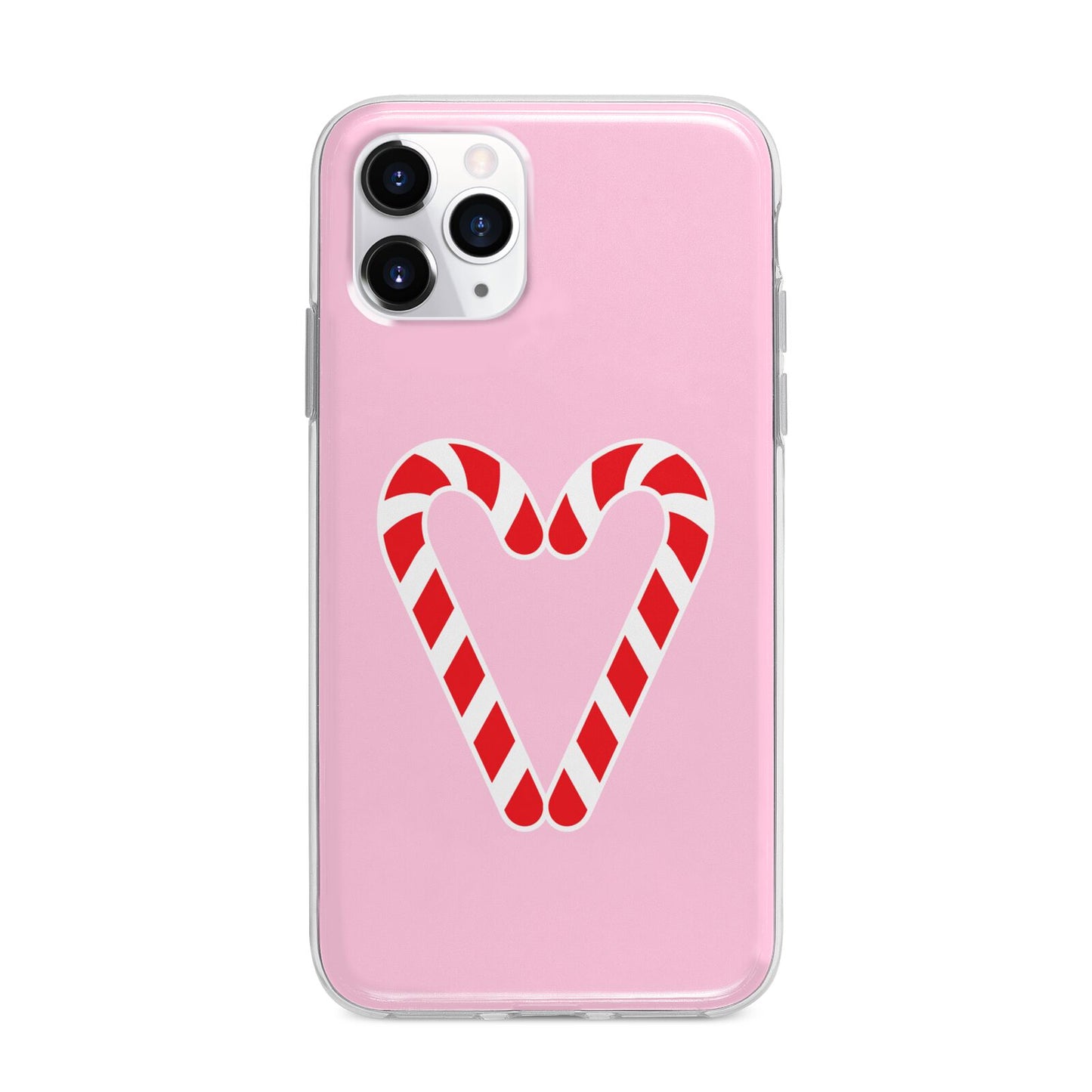 Candy Cane Heart Apple iPhone 11 Pro Max in Silver with Bumper Case