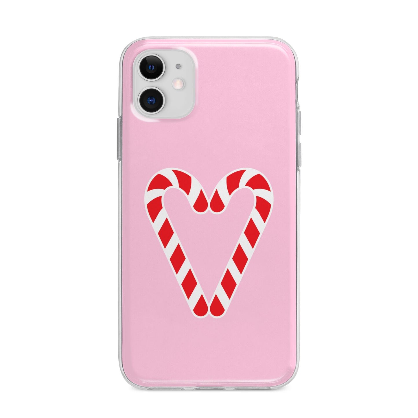 Candy Cane Heart Apple iPhone 11 in White with Bumper Case