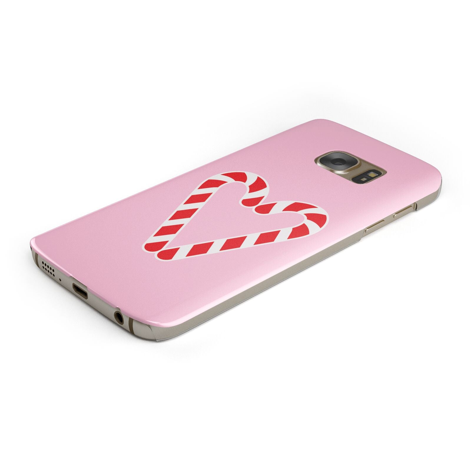 Candy Cane Heart Protective Samsung Galaxy Case Angled Image