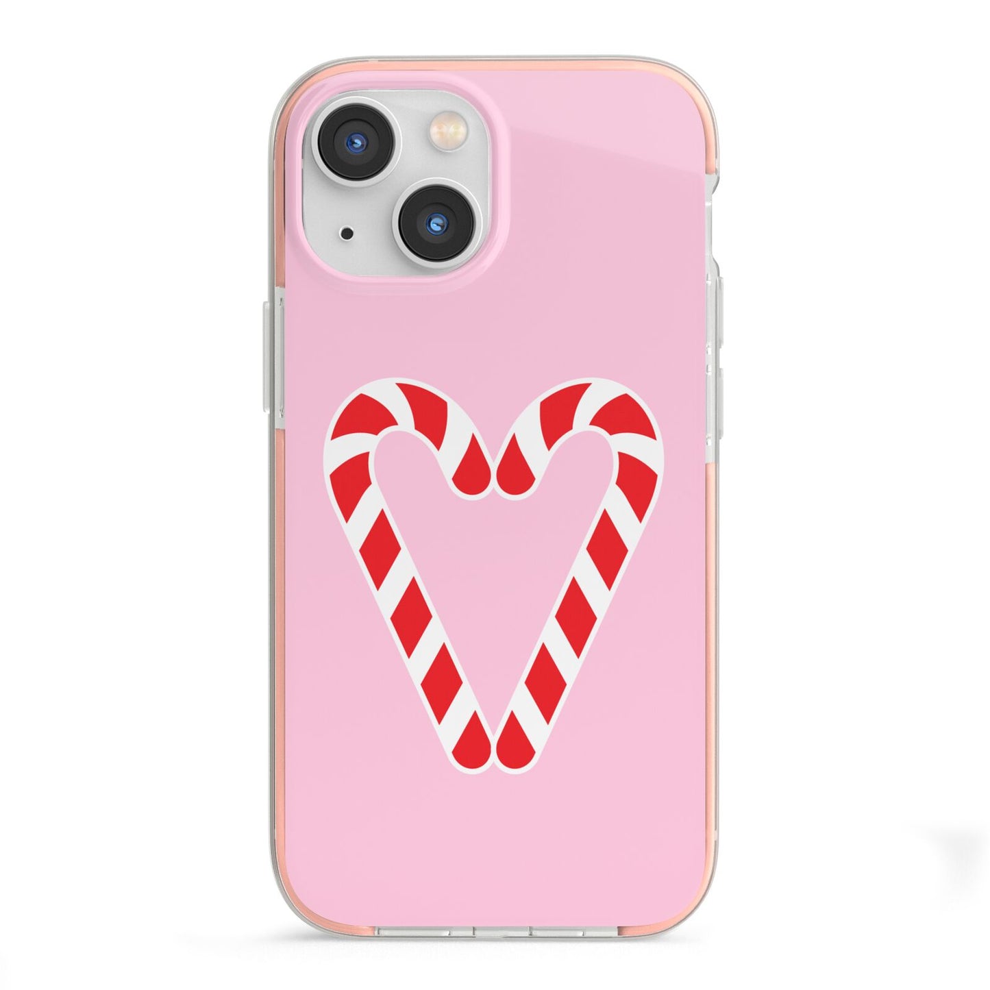 Candy Cane Heart iPhone 13 Mini TPU Impact Case with Pink Edges