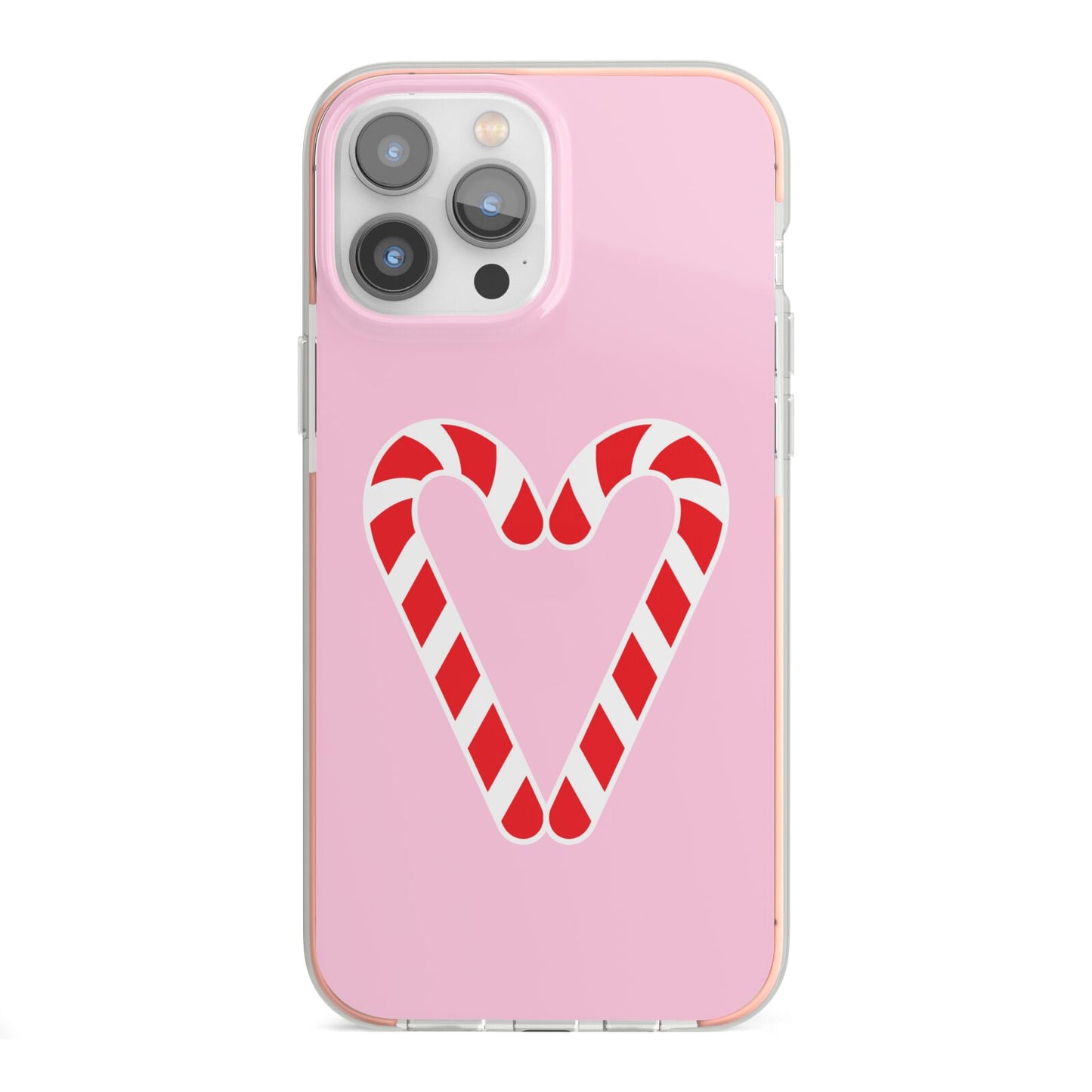 Candy Cane Heart iPhone 13 Pro Max TPU Impact Case with Pink Edges