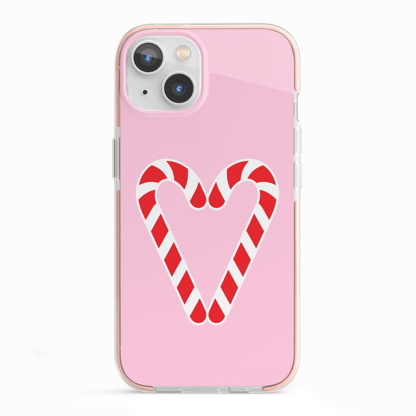 Candy Cane Heart iPhone 13 TPU Impact Case with Pink Edges