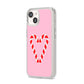 Candy Cane Heart iPhone 14 Clear Tough Case Starlight Angled Image