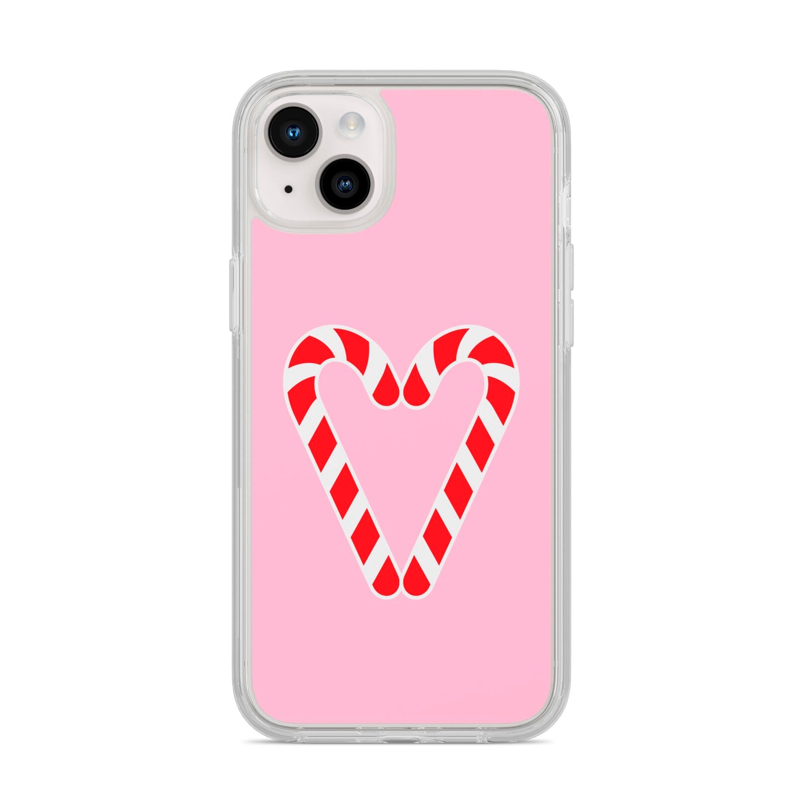 Candy Cane Heart iPhone 14 Plus Clear Tough Case Starlight