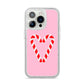 Candy Cane Heart iPhone 14 Pro Glitter Tough Case Silver