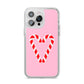 Candy Cane Heart iPhone 14 Pro Max Clear Tough Case Silver