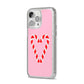 Candy Cane Heart iPhone 14 Pro Max Glitter Tough Case Silver Angled Image