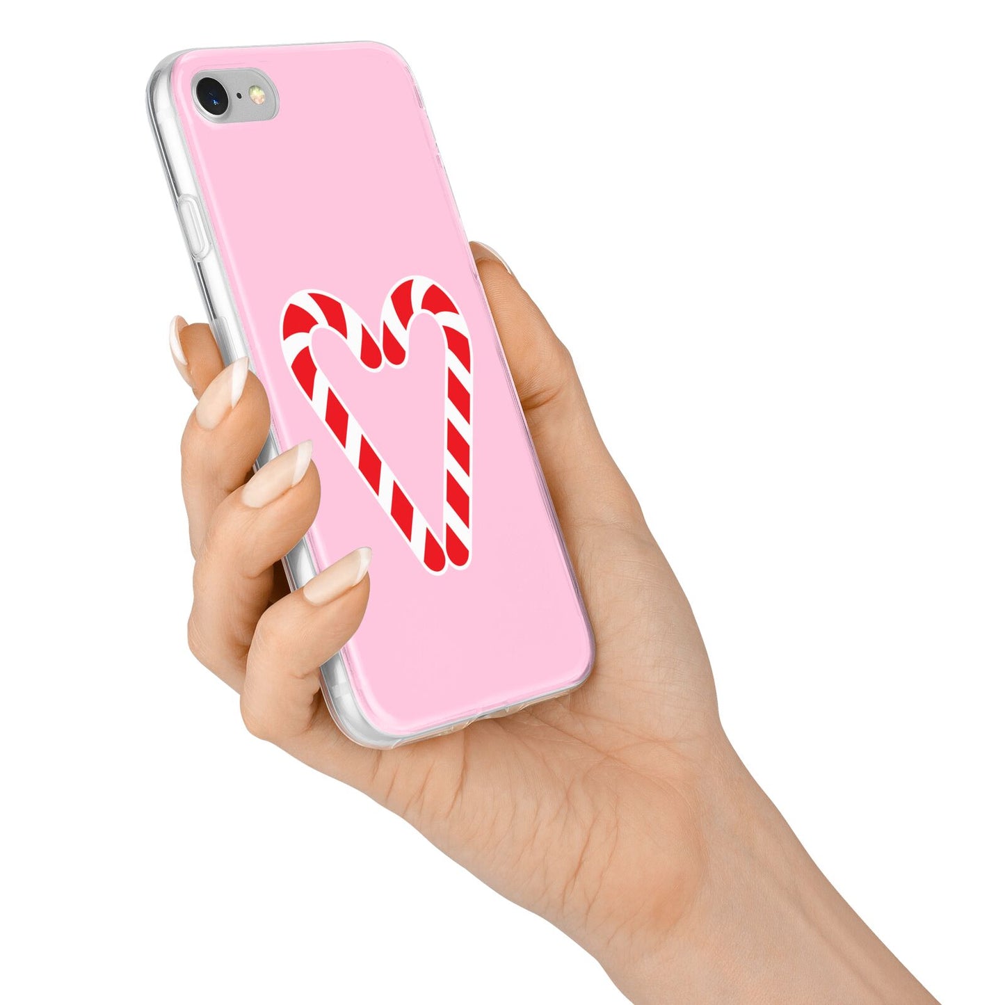 Candy Cane Heart iPhone 7 Bumper Case on Silver iPhone Alternative Image