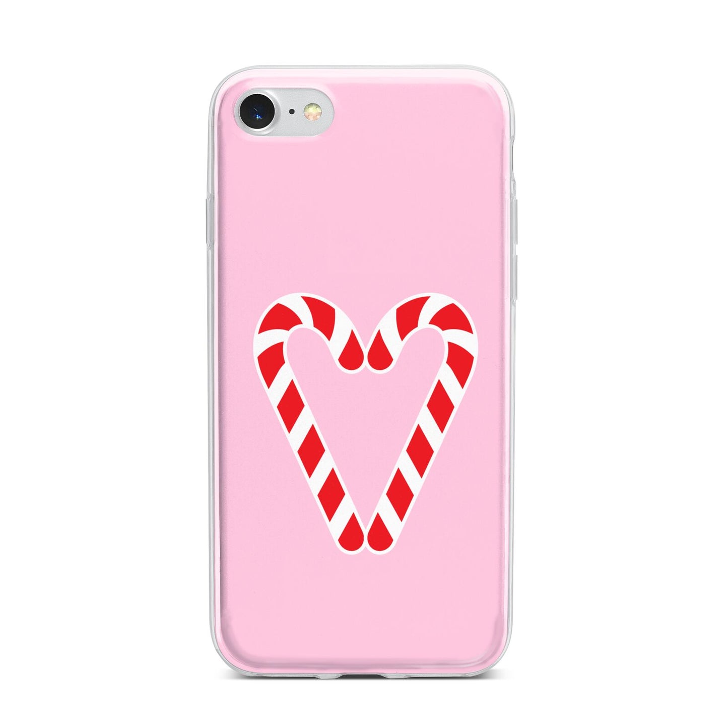 Candy Cane Heart iPhone 7 Bumper Case on Silver iPhone
