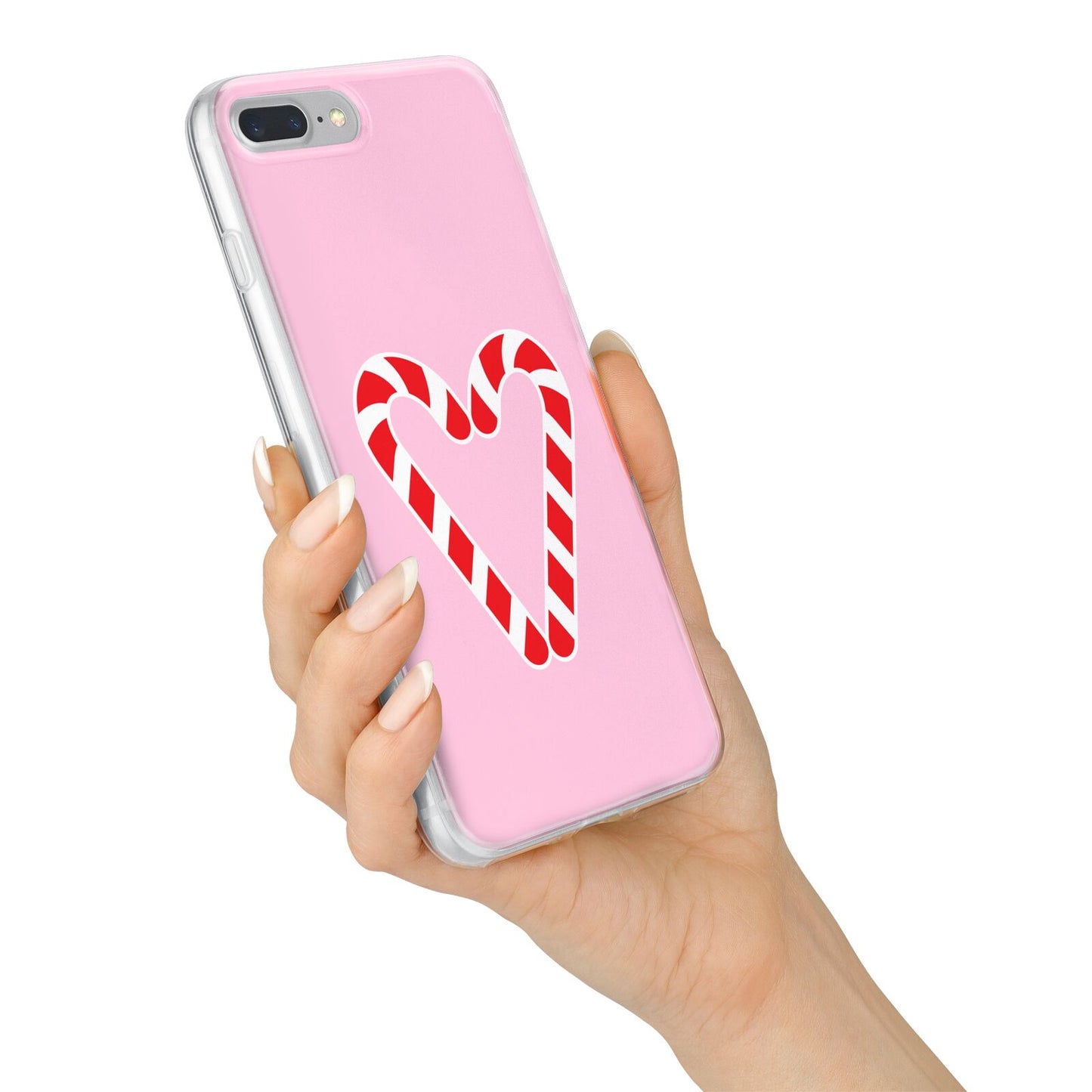 Candy Cane Heart iPhone 7 Plus Bumper Case on Silver iPhone Alternative Image