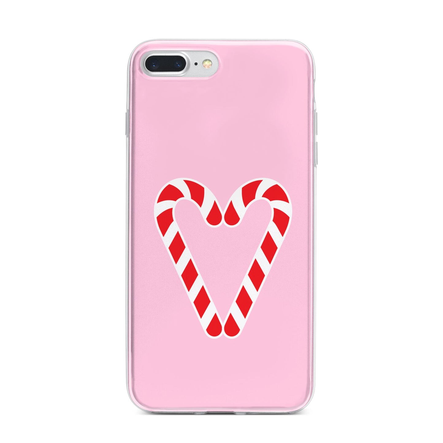 Candy Cane Heart iPhone 7 Plus Bumper Case on Silver iPhone