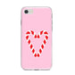 Candy Cane Heart iPhone 8 Bumper Case on Silver iPhone