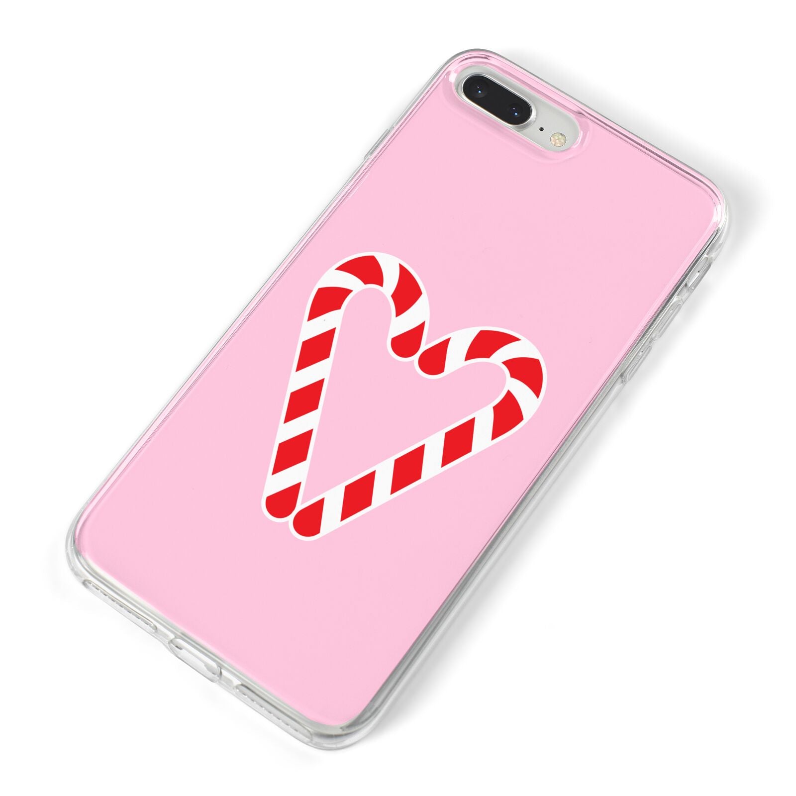 Candy Cane Heart iPhone 8 Plus Bumper Case on Silver iPhone Alternative Image