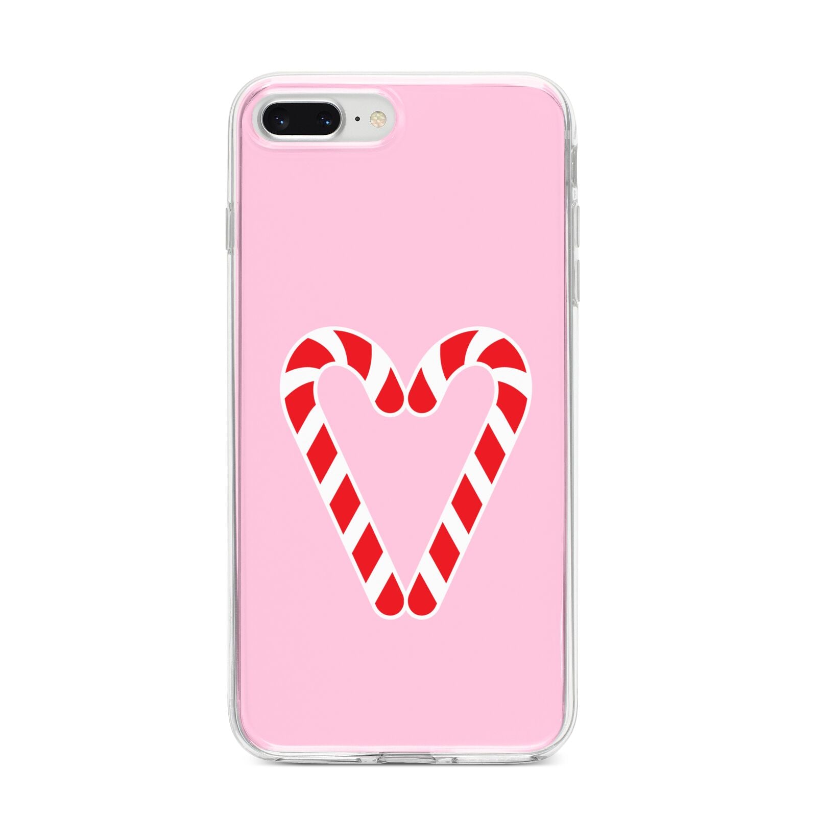 Candy Cane Heart iPhone 8 Plus Bumper Case on Silver iPhone
