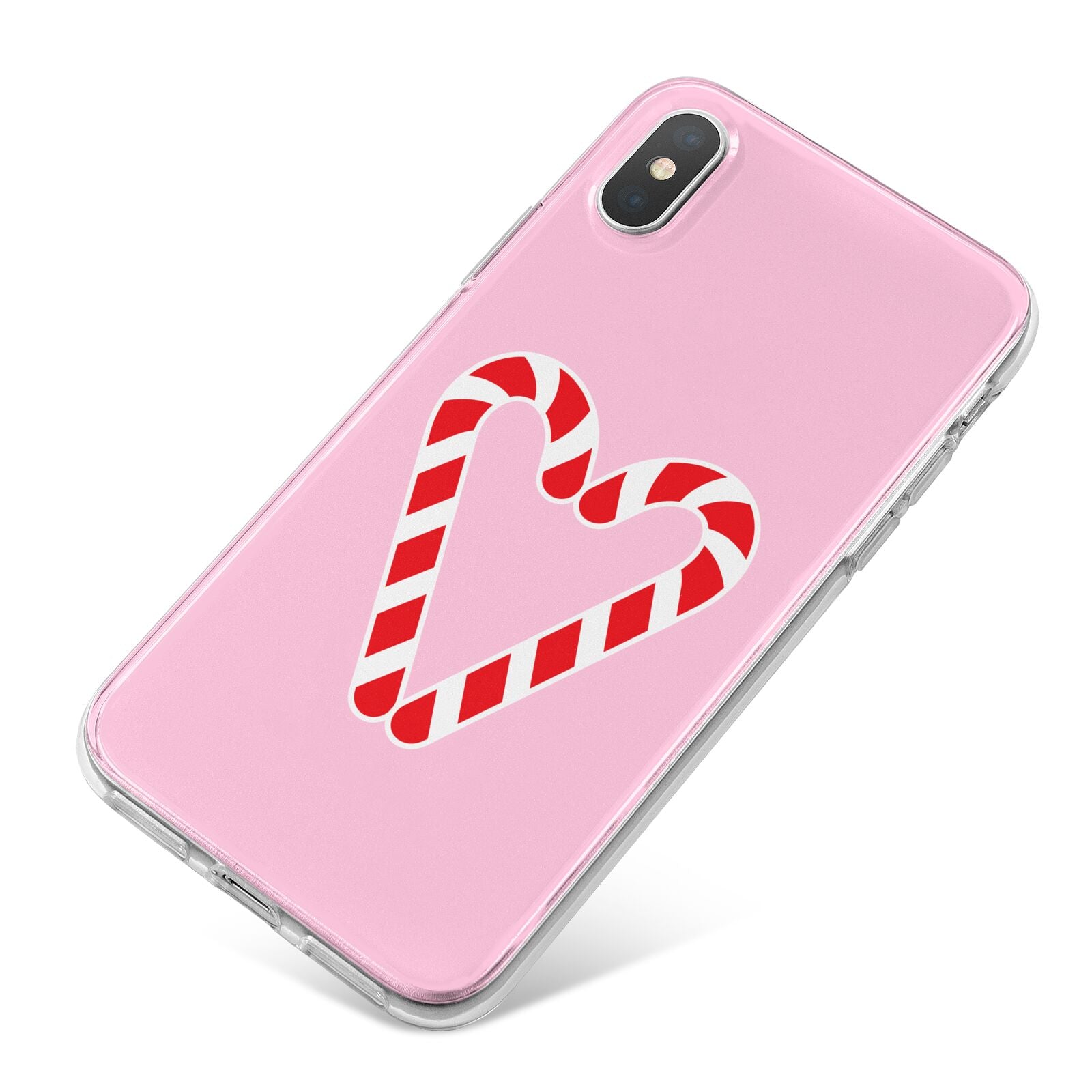 Candy Cane Heart iPhone X Bumper Case on Silver iPhone