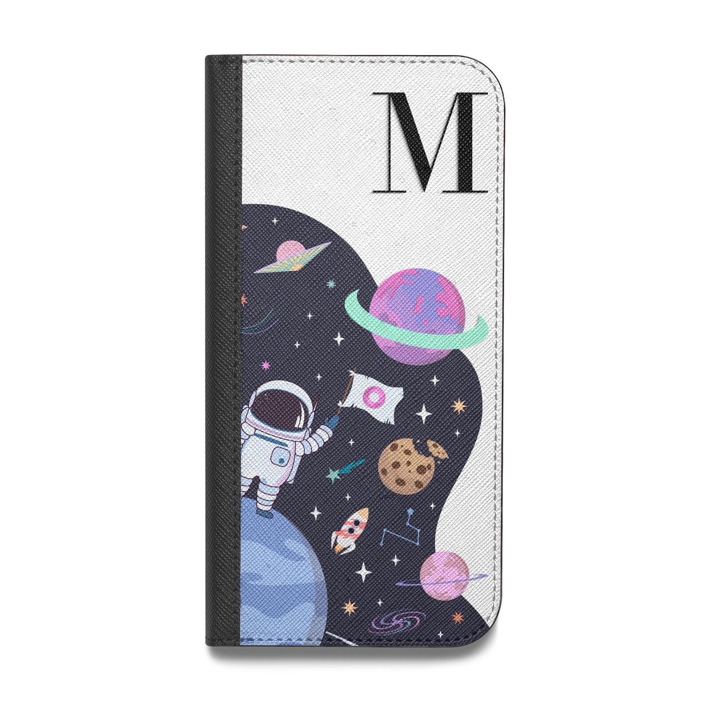 Candyland Galaxy Custom Initial Vegan Leather Flip Samsung Case