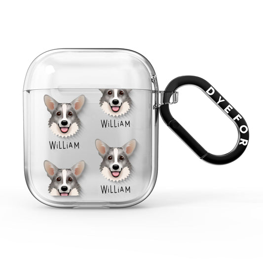 Cardigan Welsh Corgi Icon with Name AirPods Clear Case