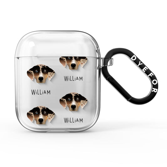 Catahoula Leopard Dog Icon with Name AirPods Clear Case