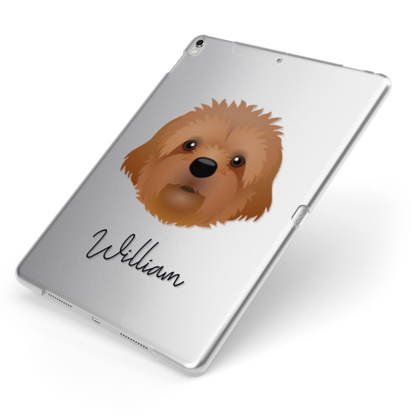 Cavapoochon Personalised Apple iPad Case on Silver iPad Side View