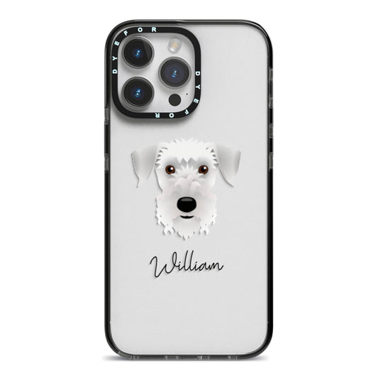 Cesky Terrier Personalised iPhone 14 Pro Max Black Impact Case on Silver phone