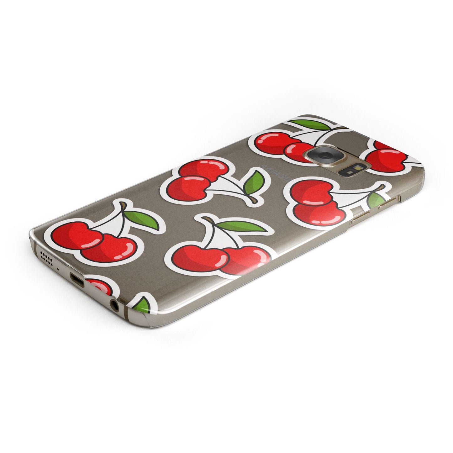 Cherry Pattern Protective Samsung Galaxy Case Angled Image
